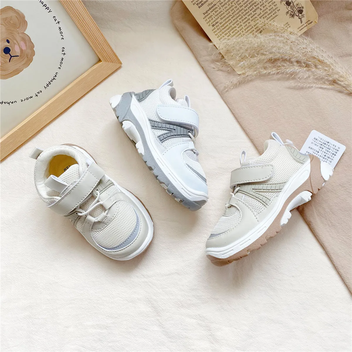 Παιδικά Λειτουργικά Sneaker από Δίχτυ Συνθετικό Δέρμα Μαλακή Σόλα Casual Παπούτσια Τρεξίματος με Κούμπωμα Σκρατς