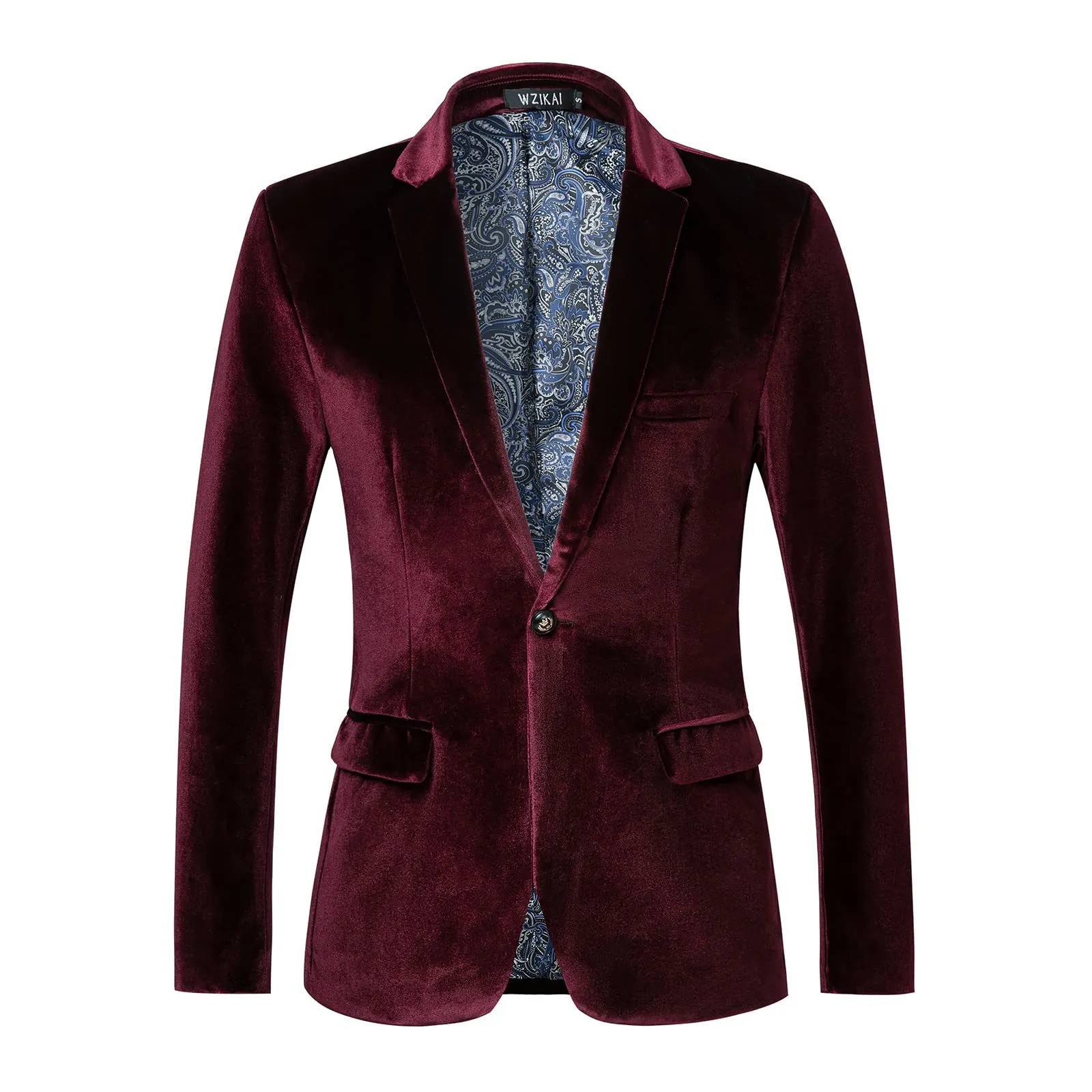Blazer Décontracté en Velours pour Homme Coupe Cintrée Élégant Veste de Costume Simple Boutonnage pour Mariage Fête