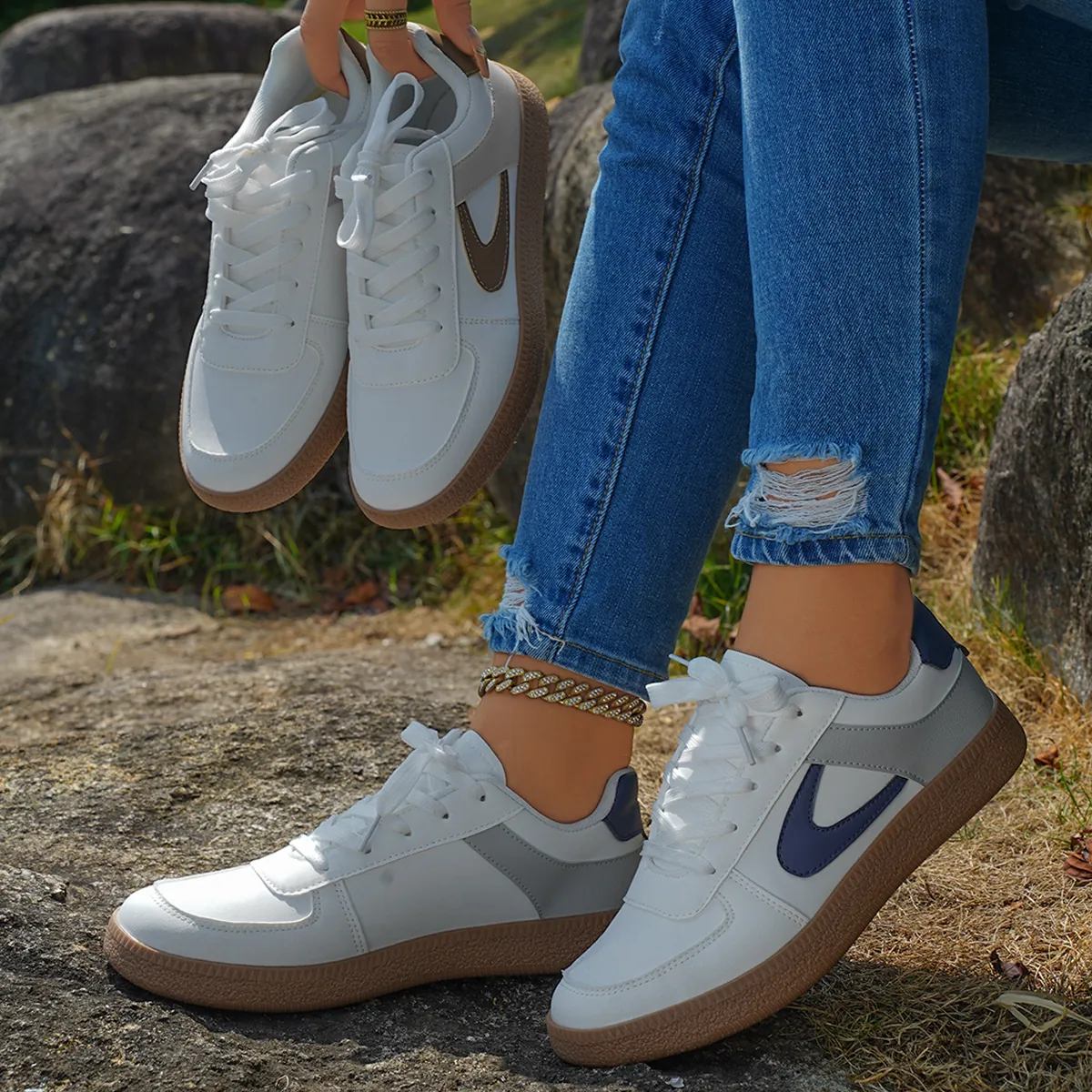 Γυναικεία Μόδα Πλατφόρμα GAT Sneakers PU Δέρμα Συνένωση Αντιολισθητικά Παπούτσια Skate Φθινοπωρινά Αναπνεύσιμα Αθλητικά Παπούτσια Casual