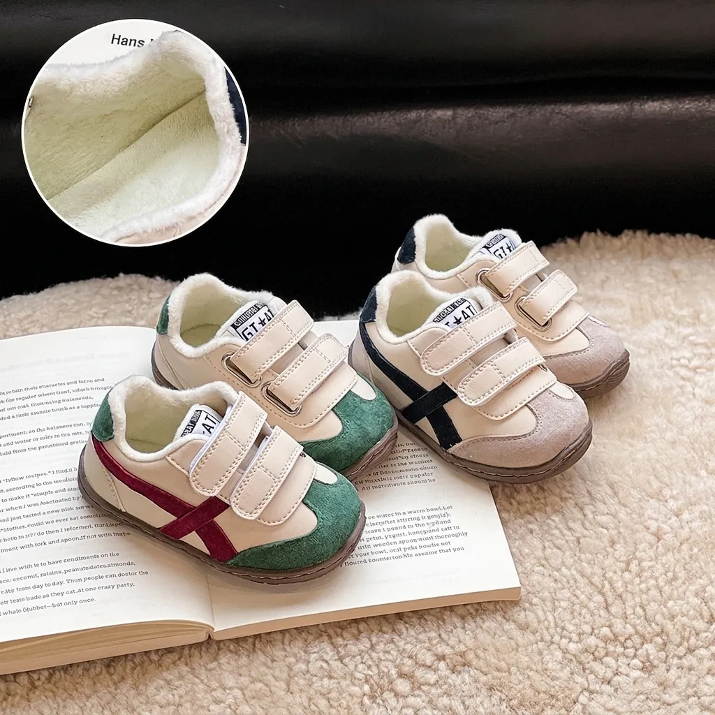 Kleinkinder Winter Warm Gefütterte GAT Stil Skateschuhe Mikrofaser Leder Baby Lauflernschuhe Mit Klettverschluss Sneaker