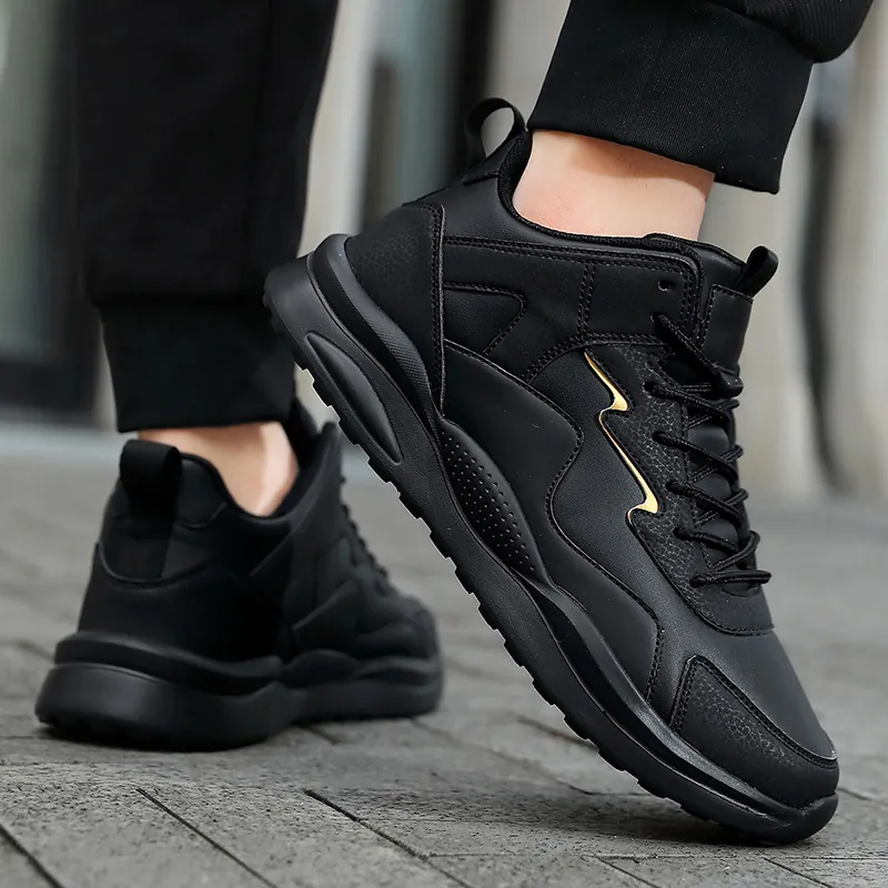 Herren Outdoor Laufschuhe Mid-top Kunstleder Sport Sneaker Rutschfest Warm Pelzgefüttert Wanderschuhe Für Wandern Reise