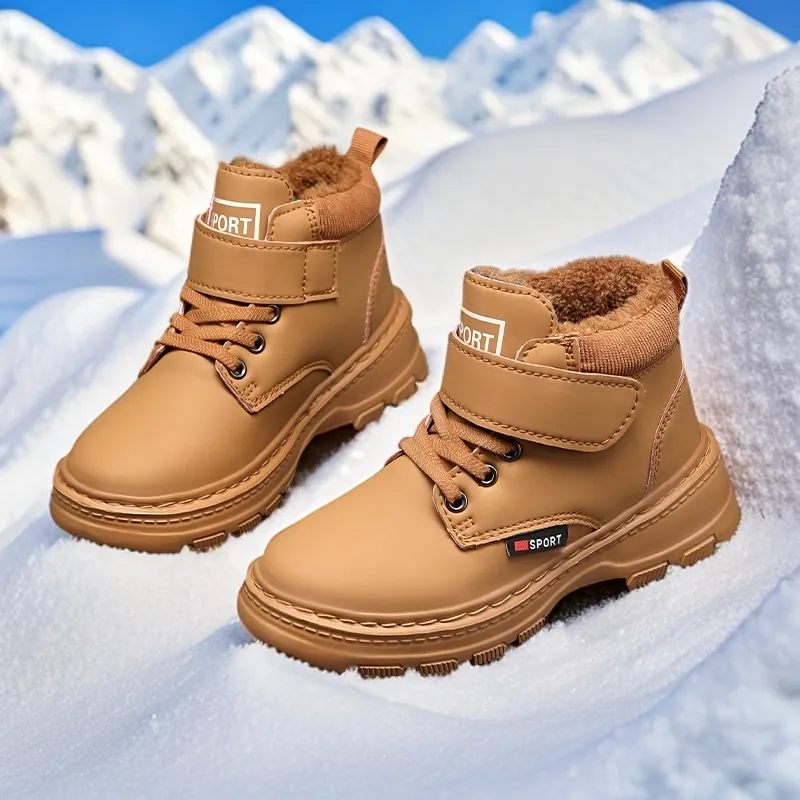 Bottines Martin d'Hiver pour Enfants Garçons Filles Imperméables Doublées en Polaire Chaudes Bottes de Neige Antidérapantes