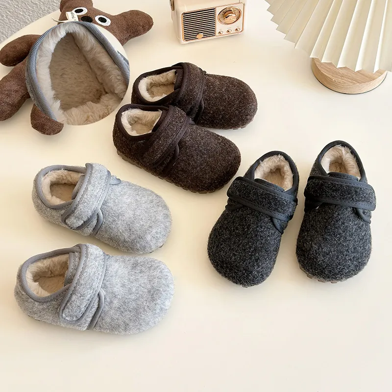 Kinder Winter Warme Birkenstock Schuhe Jungen Mädchen Kunstleder Fleece Gefüttert Sneakers Casual Soft Sohle Klettverschluss Baumwollschuhe
