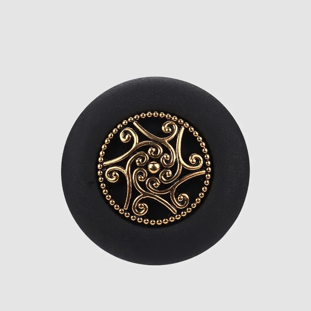 Vintage Round ABS Nylon Sewing Button High-End Gold Spiral Pattern Black Matte Shank Button For Suit Coat Overcoat DIY Craft