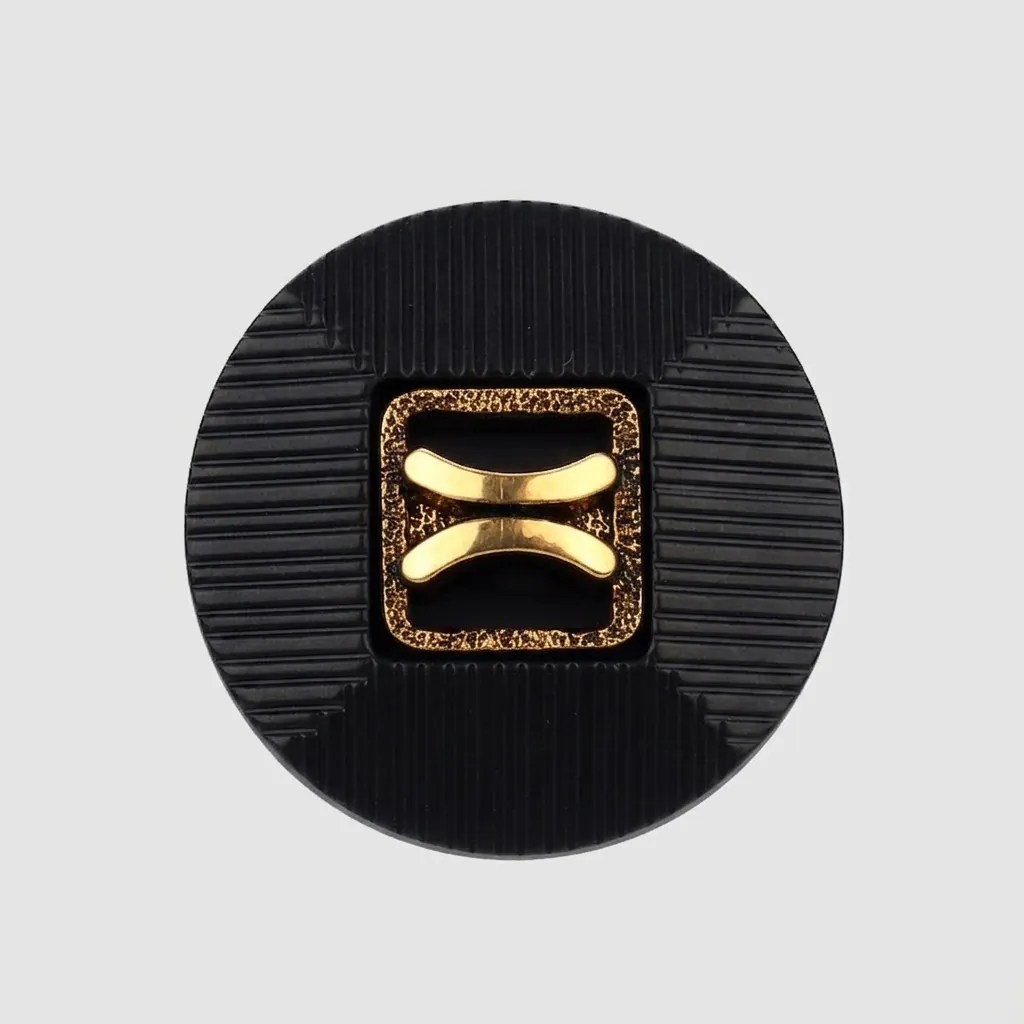 High-End Round Buttons Black Gold Striped ABS Nylon Sewing Buttons For Coat Suit Jacket Fashion Clothing Decor