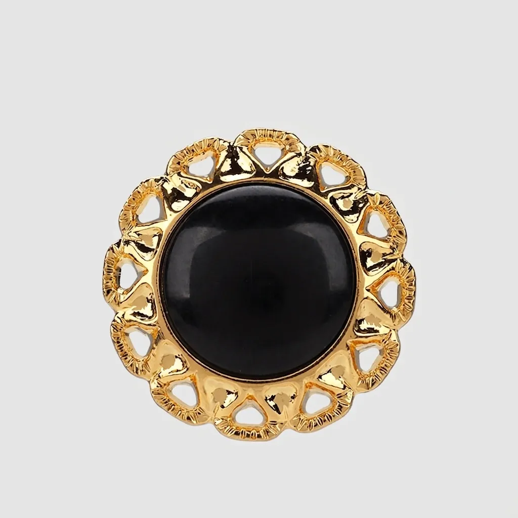 Vintage Gold Hollow Heart Round Black Shank Buttons Premium ABS Nylon Decorative Buttons For Suit Blazer Coat Dress Fashion DIY
