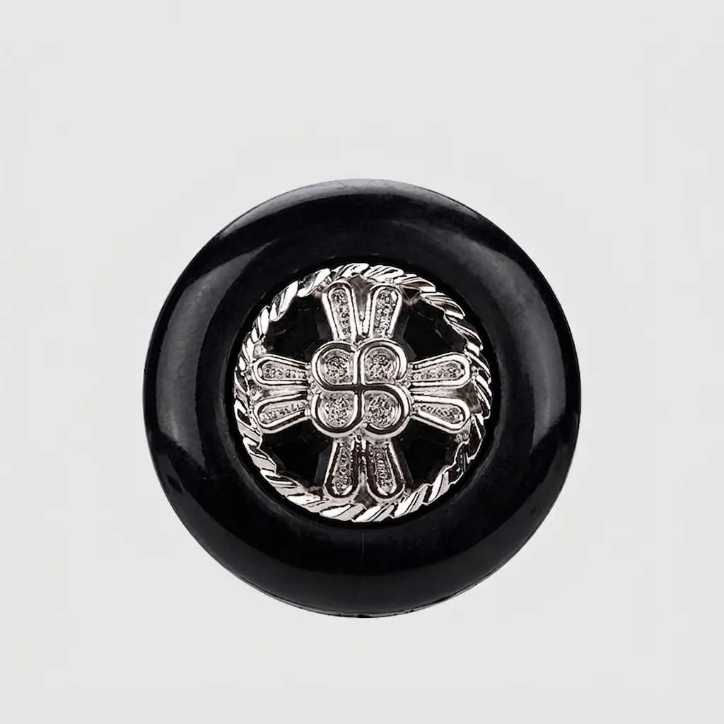 Hochwertiger Schwarzer Nylon Silber Kreuzblumen Ösenknopf Für Anzüge Mäntel Hemden Nähen Qualitativ Hochwertiges Bekleidungszubehör