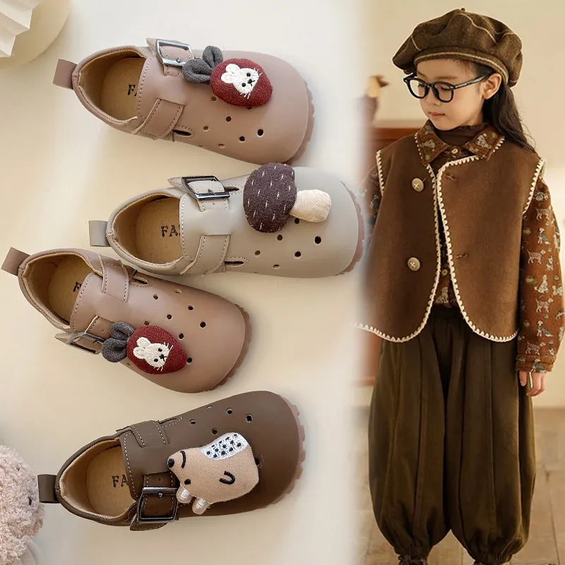 Mädchen Süße Cartoon PU Leder Slipper Weiche Sohle Prinzessin Schuhe Lässige Kleinkind Flache Schuhe