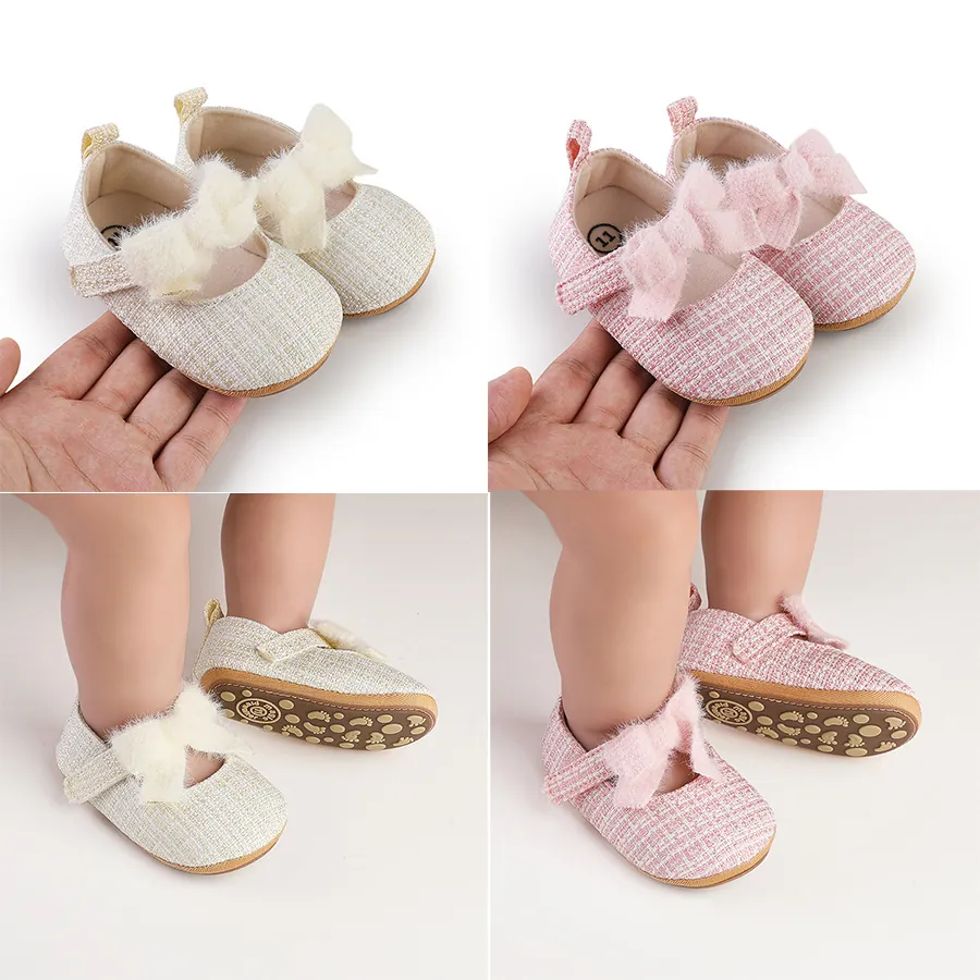 Baby Mädchen Prinzessin Lauflernschuhe Weiche Sohle Baumwollstoff Schleife Schuhe Süße Erstlingsschuhe Für Kleinkinder