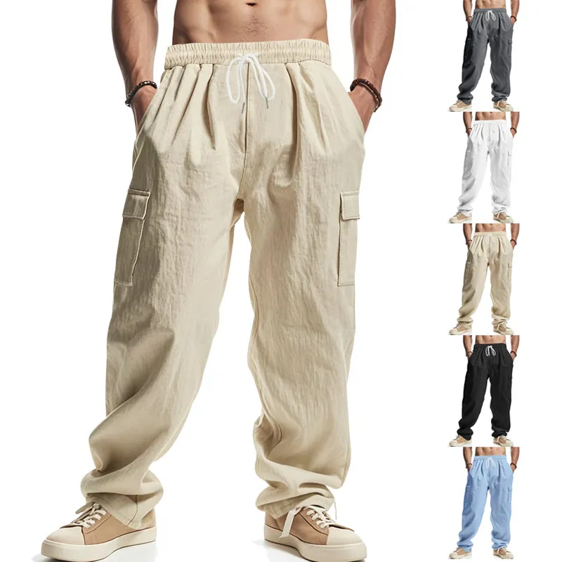 Ανδρικό Cargo Παντελόνι Αμερικανικού Στυλ Όλες τις Εποχές Λεπτό Αναπνεύσιμο Χαλαρή Γραμμή Ίσια Γραμμή Πολλαπλές Τσέπες Casual Ρούχα Εργασίας Κάτω Μέρος
