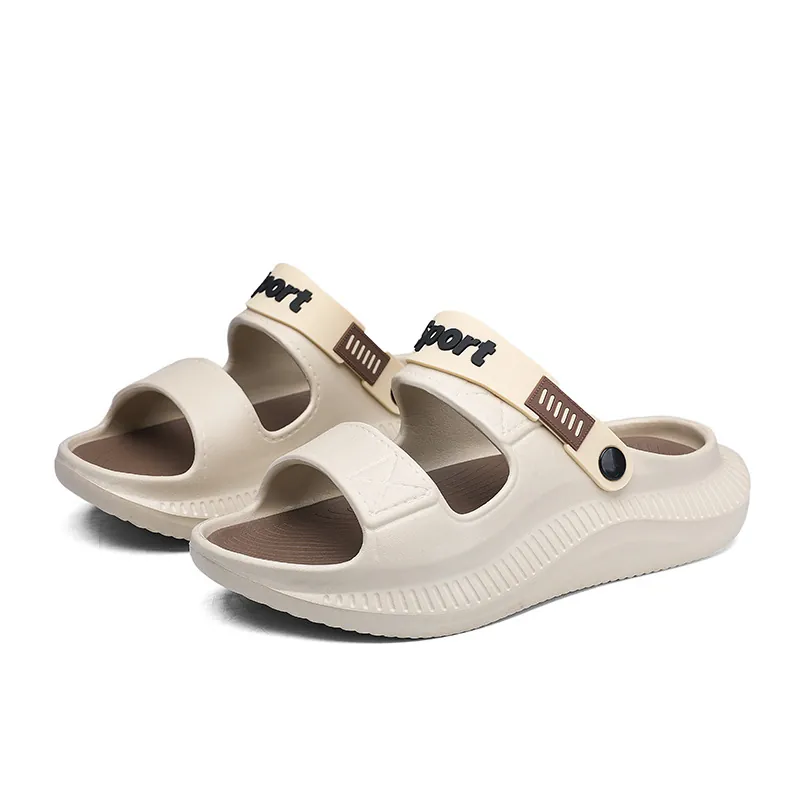 Men's Outdoor Sports Sandals Dual-Use Lightweight EVA Slides Thick Sole Casual Beach Slipper With Sport Print Plus Size Shoes
