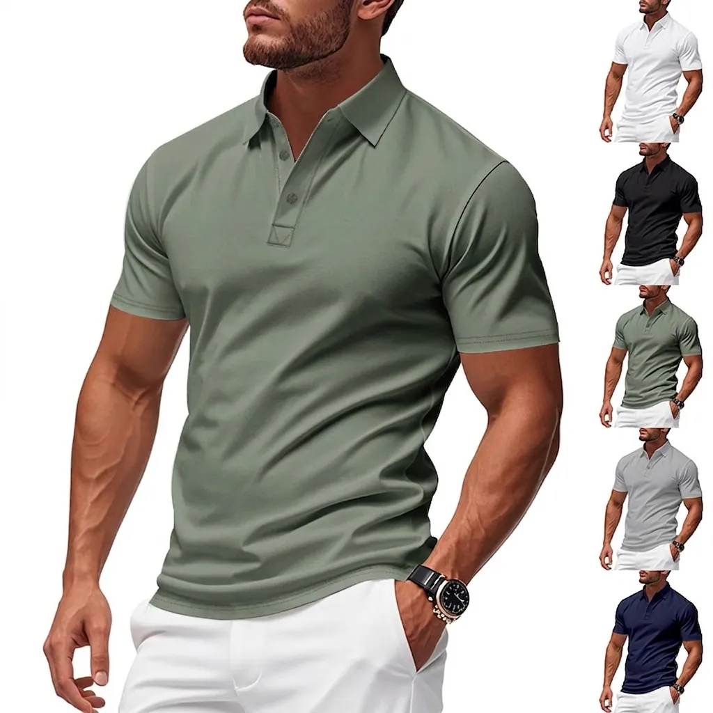 Herren Schnelltrocknend Atmungsaktiv Kurzarm Polo Shirt Performance Golf Lässig Einfarbig Polyester Top Für Sommer