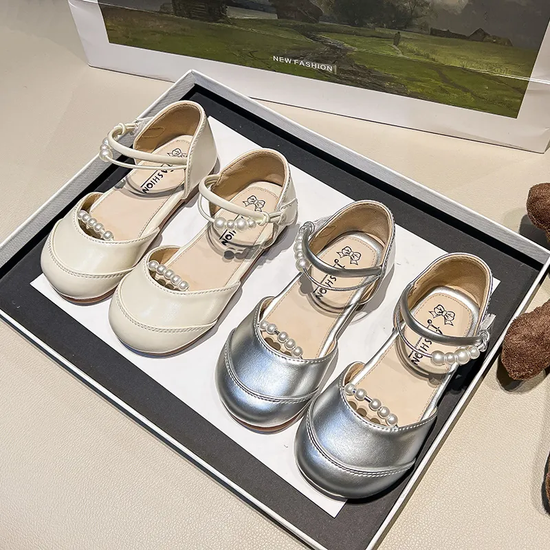 Mädchen Mary Jane Schuhe Künstliche Perle Prinzessin Sandalen Weiche Sohle Rutschfeste PU Leder Halbschuhe Für Hochzeit Party