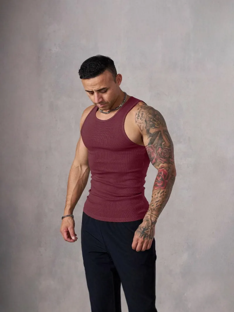 Débardeur de Sport en Tricot à Côtes pour Hommes Coupe Ajustée Soie de Glace Maillot de Corps Sportif pour Gym Basket Course Top