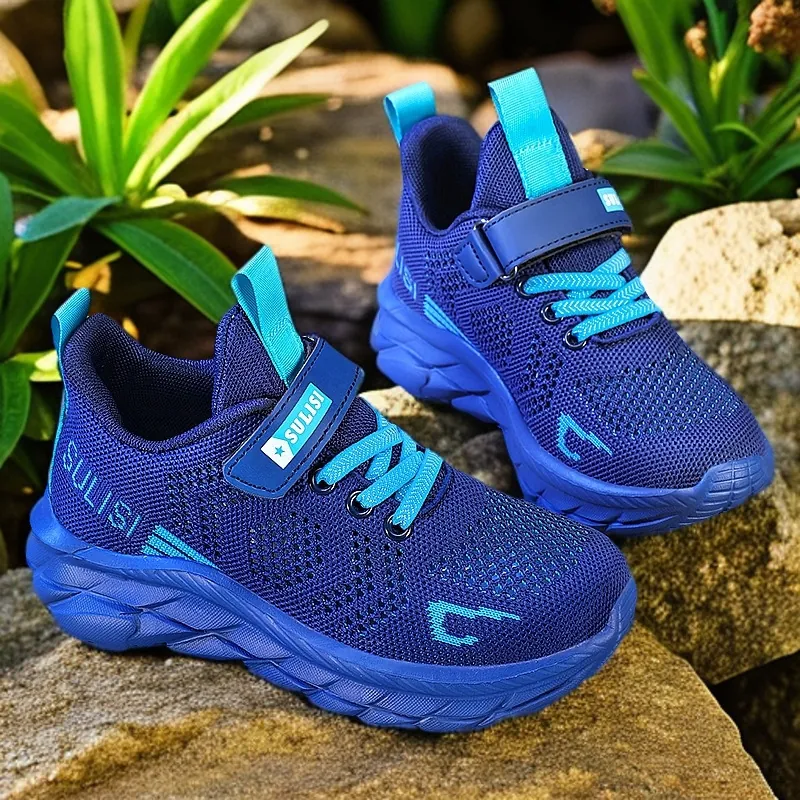 Zapatos para Correr de Verano para Niños Malla Transpirables Calados Zapatillas de Moda para Niños Ligeros