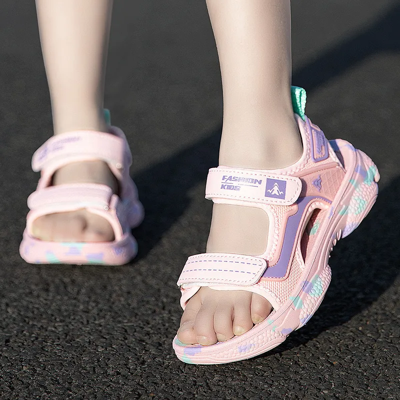 Kinder Sportsandalen Jungen Sommer Mode Strandschuhe Weiche Sohle Kunstleder EVA Klettverschluss Trendige Kinderfußbekleidung