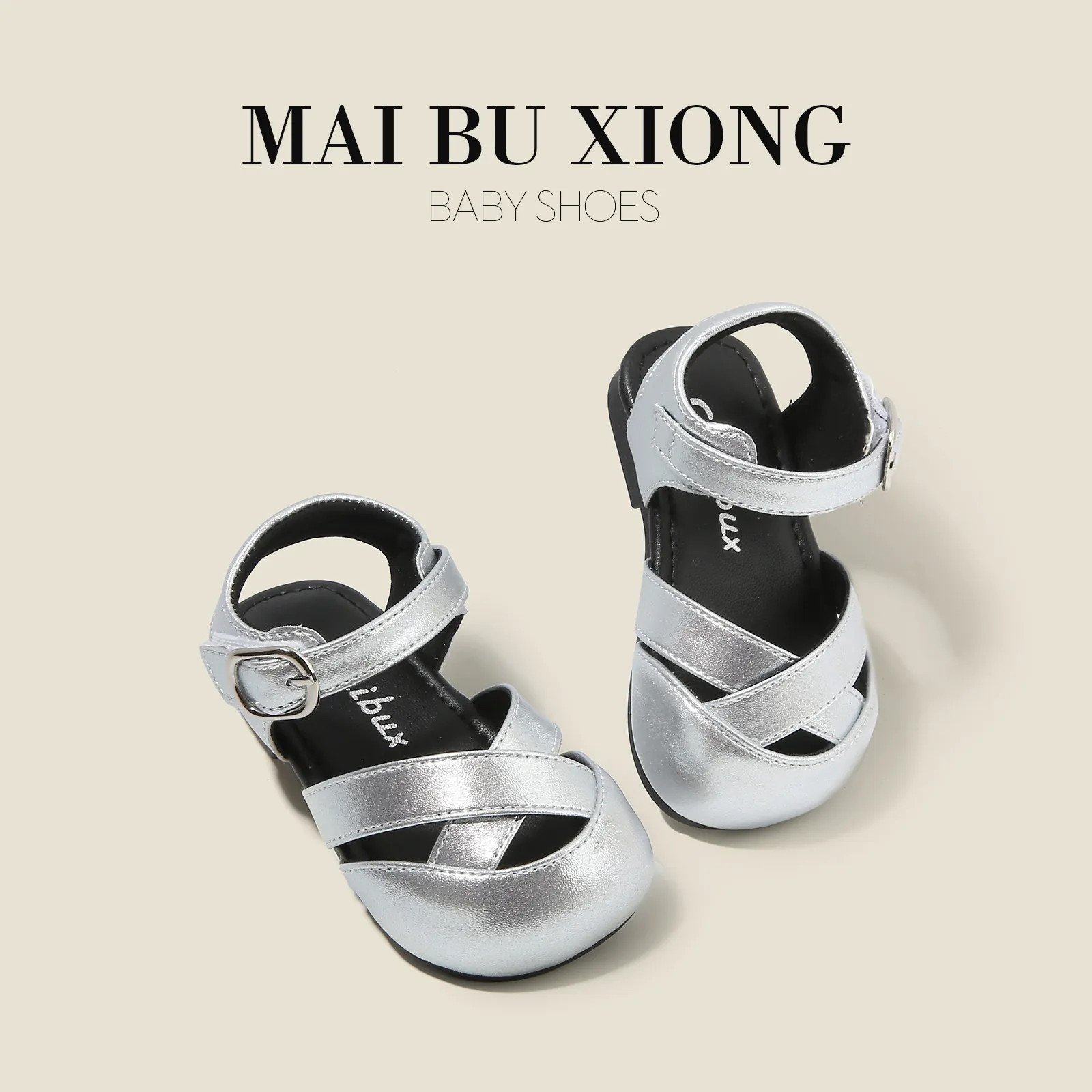 Toddler Girls Sandals Princess Walking Shoes Metallic Synthetic Leather Anti-Slip Closed Toe Summer Infant Shoes Fashion Sandals
