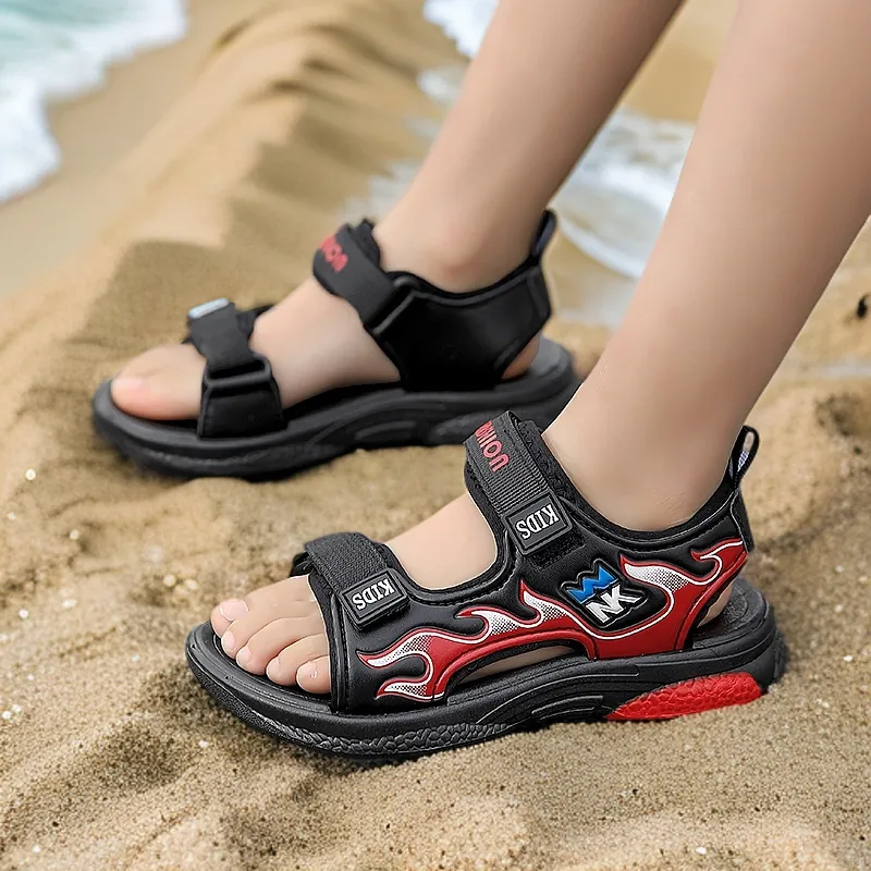 Sandalias de Playa al Aire Libre para Niños Transpirables Ligeras Sandalias Deportivas Infantiles con Patrón de Llama y Velcro