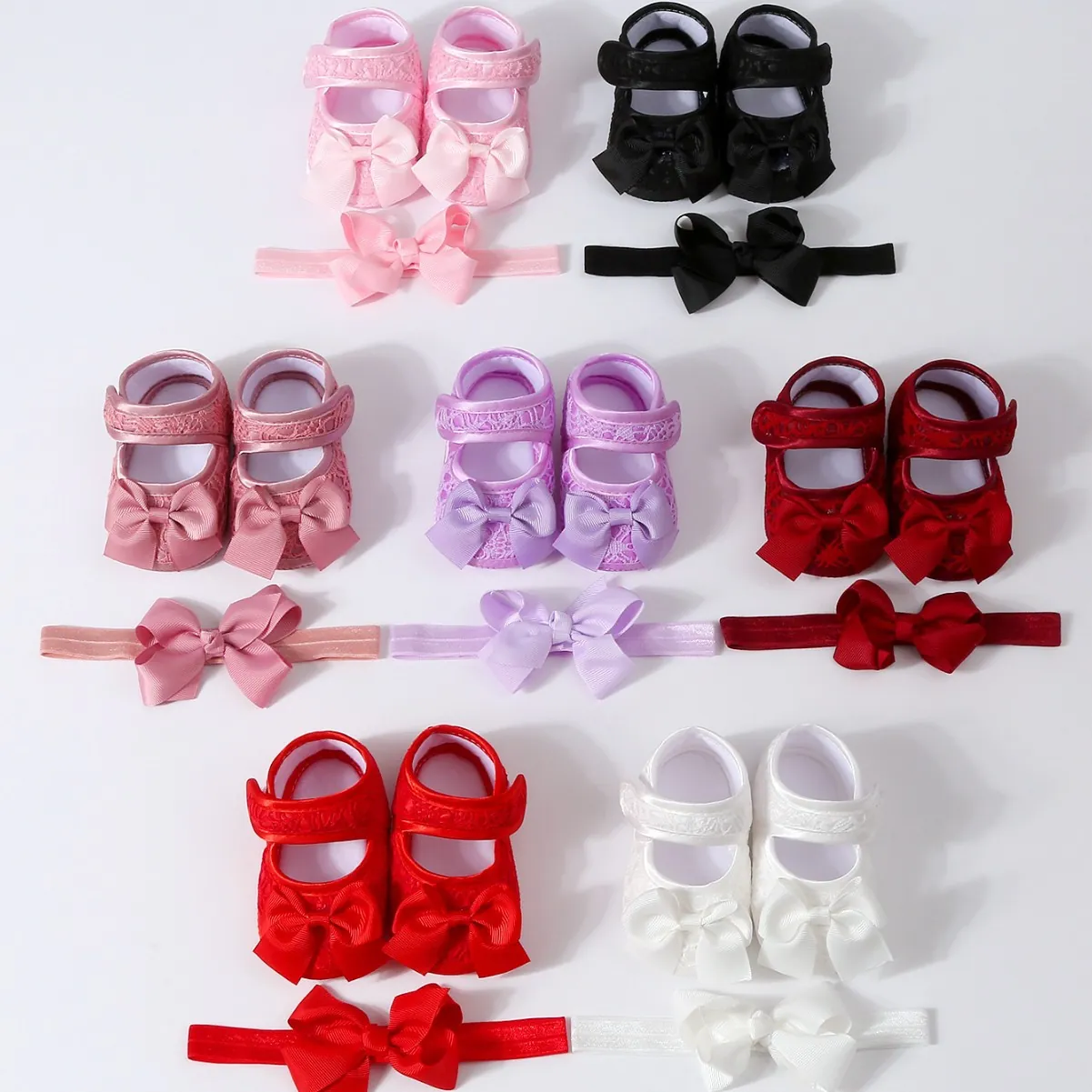 Baby Mädchen Softsohle Lauflernschuhe Spitze Schleife Prinzessin Schuhe Mit Passendem Stirnband Neugeborene Kleinkind Set
