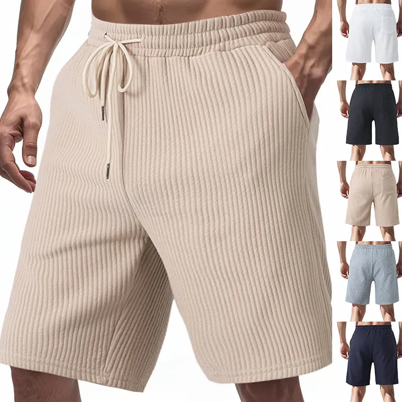 Ανδρικά Casual Σορτς Jacquard Βαριά από Πολυεστέρα με Κάθετες Ρίγες Ελαστική Μέση με Κορδόνι Καλοκαίρι Αθλητικό Κάτω Μέρος
