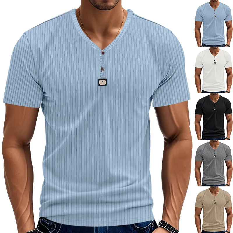 Γυναικείο Casual Κοντομάνικο T-Shirt Henley Ζακάρ Ριγέ Γρήγορο Στέγνωμα Αναπνεύσιμο Top Καλοκαίρι Αθλητικό Πολυεστέρας