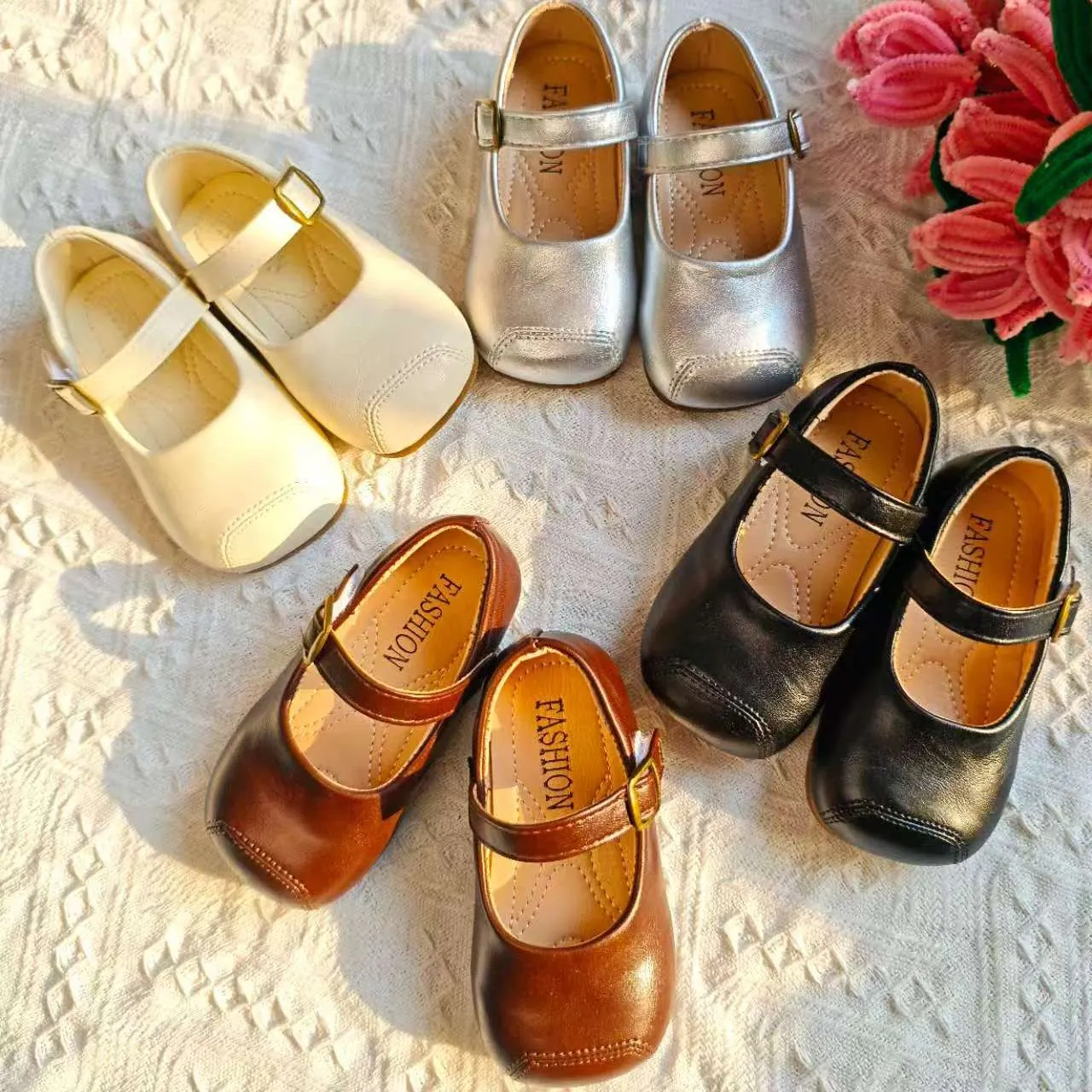 Süße Prinzessin Schuhe Für Kinder Mädchen Mary Jane Geschlossene Zehen Lederschuhe Rutschfeste Flache Partyschuhe Für Kleinkinder