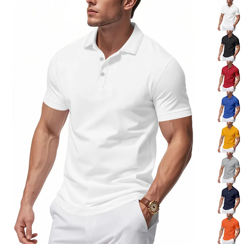 Men Polo Shirt Polyester Quick Dry Breathable Summer Casual British Style Patchwork Design Short Sleeve Top Fashion Apparel