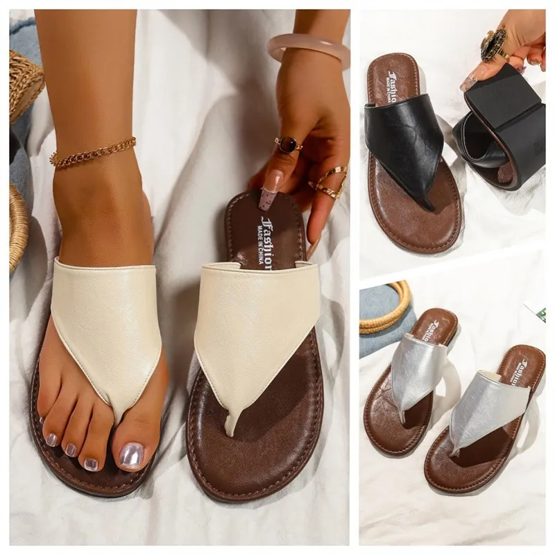 Dames Slippers Grote Maat Platte Teensandalen Zomer Casual Strand Slides Effen Kunstleer Pantoffels Mode Instapschoenen