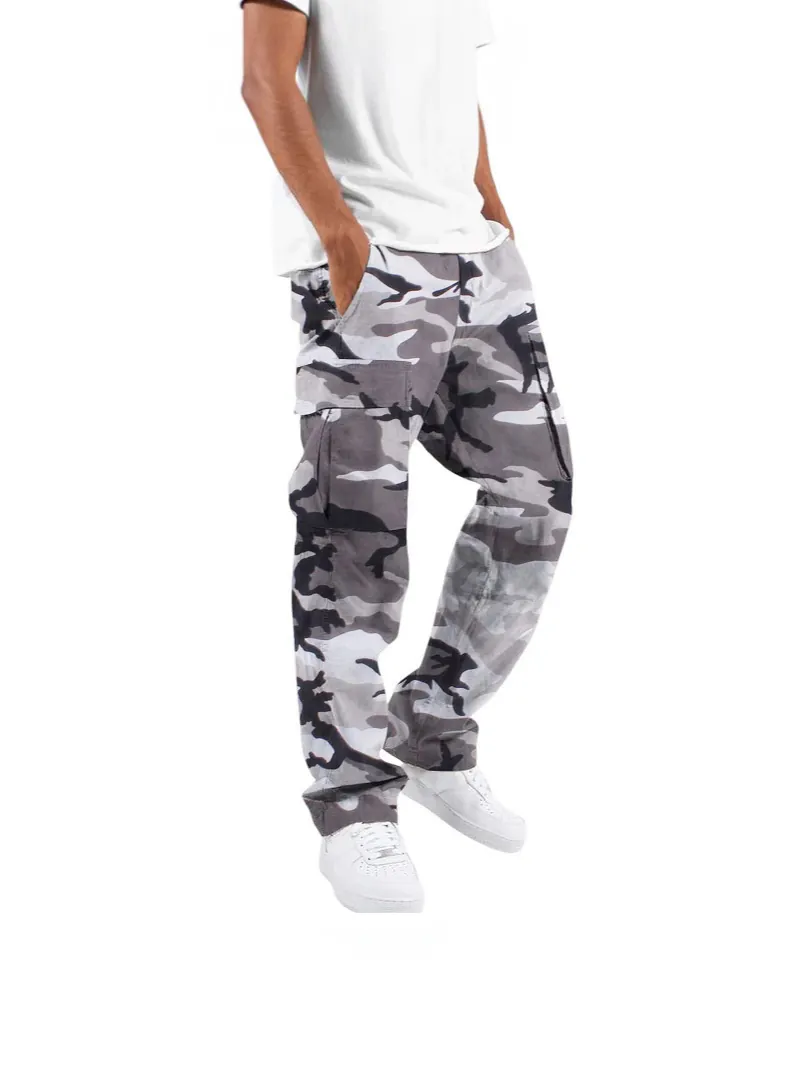 Damen Casual Tarnung Cargo Hose Mehrere Taschen Kordelzug Elastische Taille Gerades Bein Locker Hose Outdoor Sport Mode Unterteil