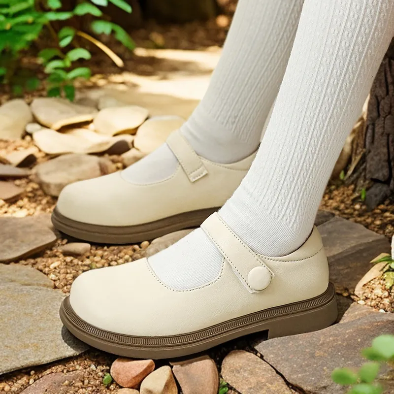 Mädchen Echtes Leder Mary Jane Schuhe Runde Zehe Rutschfeste Flache Lässige Schulschuhe Leichte Weiche Sohle Kinder Kleiderschuhe
