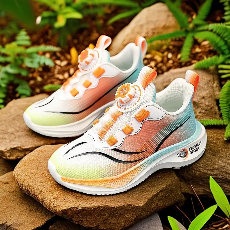 Jungen Basketballschuhe Sommer 2025 Neu Kinder Drehverschluss Sport-Sneaker Große Kinder Rutschfest Leichtgewicht Laufschuhe