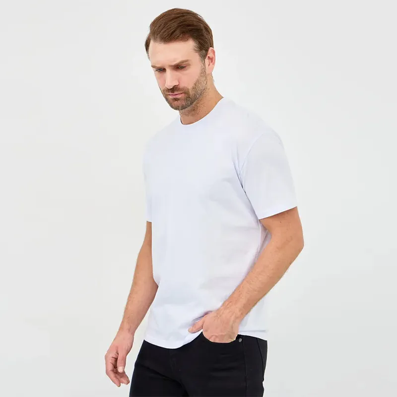 Heren Casual Puur Katoen T-Shirt Korte Mouw Zomer Los Ademend Ronde Hals Basis Effen Kleur Shirt Voor Dagelijks Gebruik