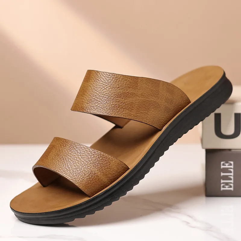 Sandales Claquettes Décontractées pour Hommes Pantoufles de Plage Été Imperméables Antidérapantes Semelle Souple Double Bride
