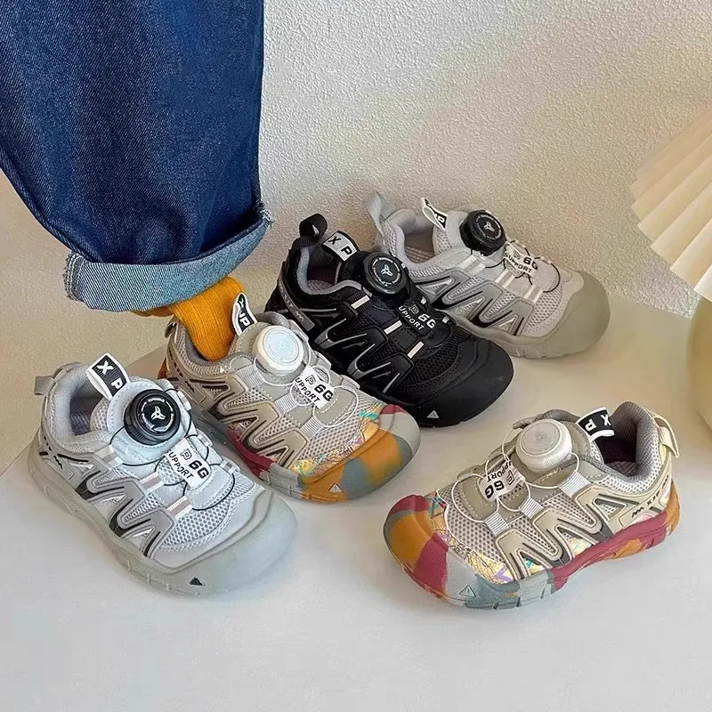 Kinder Sportschuhe Atmungsaktives Mesh Drehverschluss Sneakers Frühling Sommer Leichte Dad Shoes Für Jungen Mädchen Lässige Laufschuhe