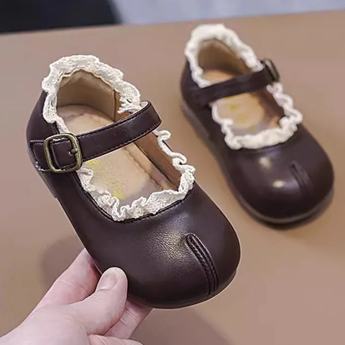 Baby Mädchen Französisch Vintage Prinzessinnen Schuhe Weiche Sohle Spitze Tabi Stil Mary Jane Lauflernschuhe Kleinkinder Lederschuhe