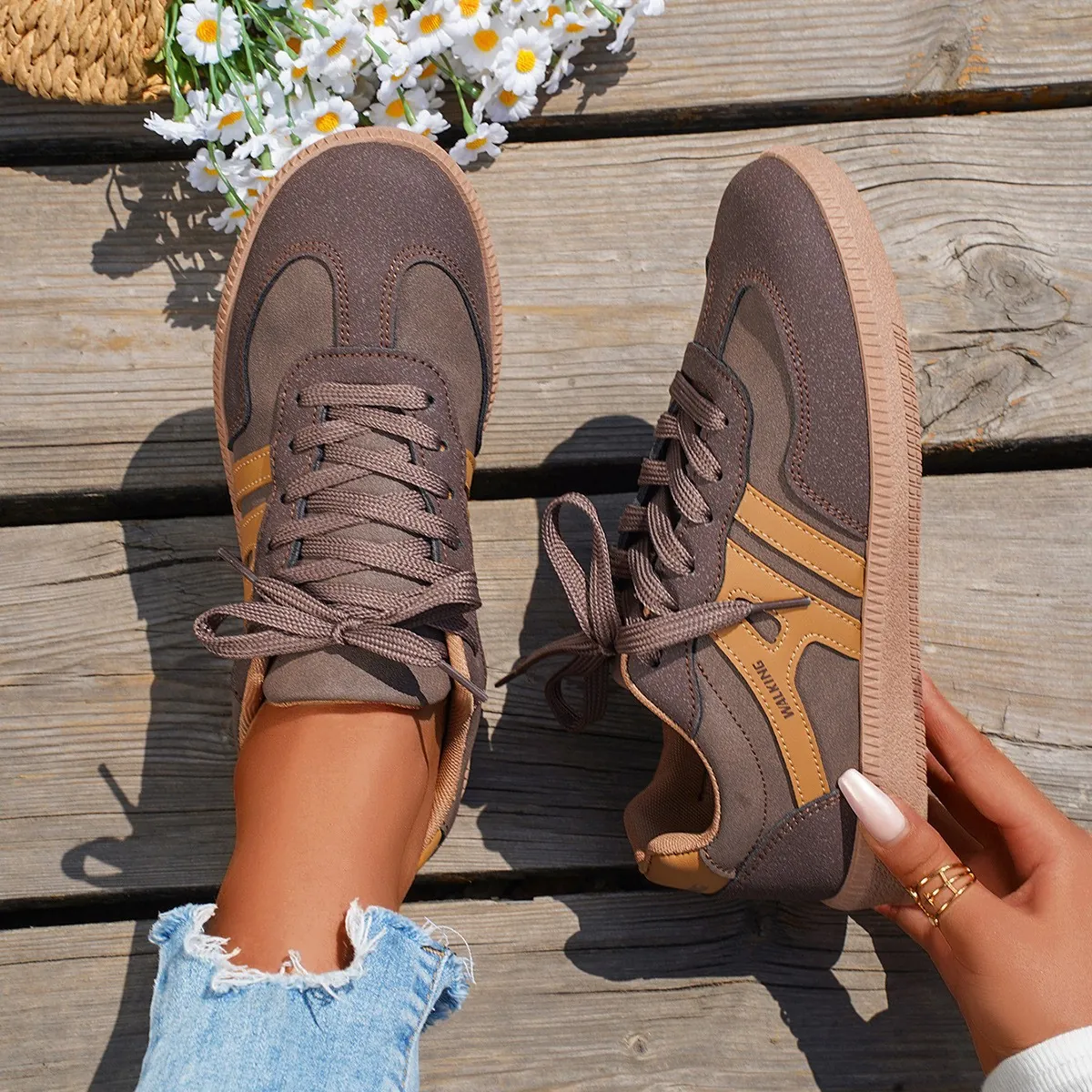 Women Retro German Army Trainer GAT Sneakers 2025 Spring Casual Flat Platform Shoes Lace Up Breathable Non-Slip Walking Shoes