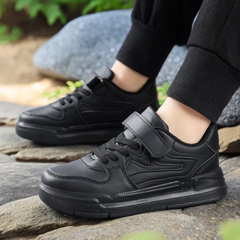 2025 Nouveaux Baskets de Sport pour Enfants Printemps Automne Garçons Performance Scolaire Chaussures Blanches Décontractées Polyvalentes Enfants Auto-Agrippant