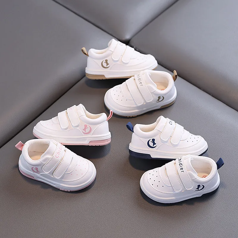 Toddler Baby Walking Shoes Soft Sole Non-slip Synthetic Leather Breathable Velcro Sneakers Boys Girls First Walker Shoes