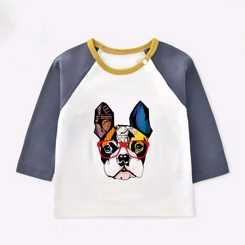 Cartoon French Bulldog Floral Pattern Heat Transfer Patch Washable Iron On Stickers For Clothing Bags DIY Printed Decoration