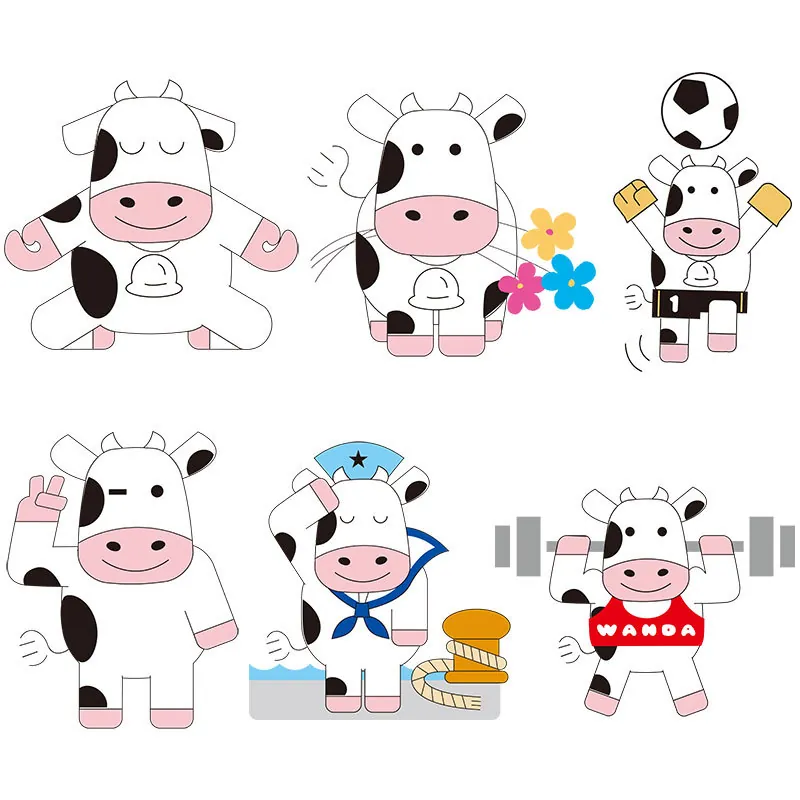 Cartoon Cow Heat Transfer Patches Iron On Decals For Clothing Bags DIY Washable Offset Printing Cute Animal Decorative Applique PET Film