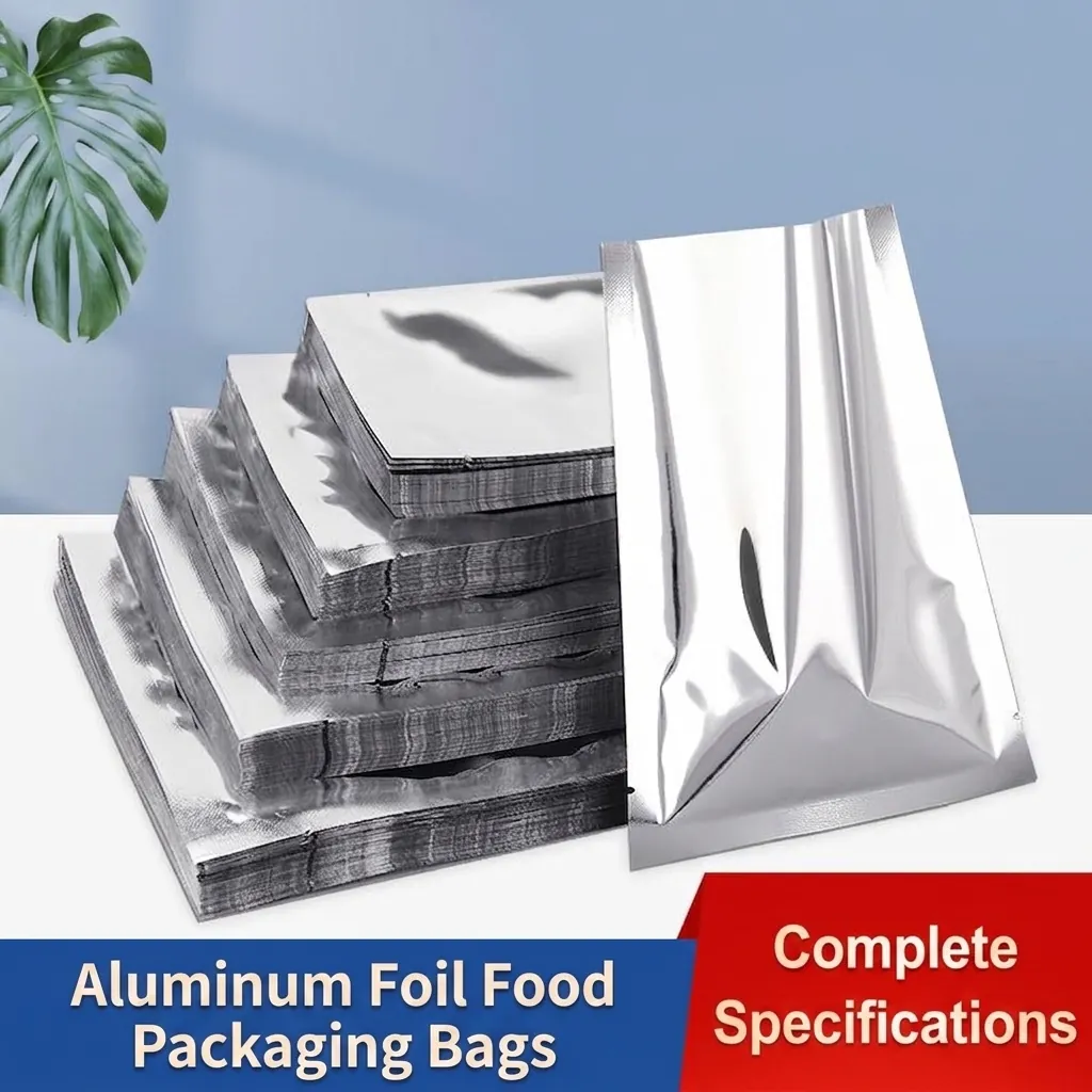 Silver Aluminized Vacuum Seal Bags Open Top Foil Pouches For Tea Food Powder Storage Moisture Proof Packaging Bags