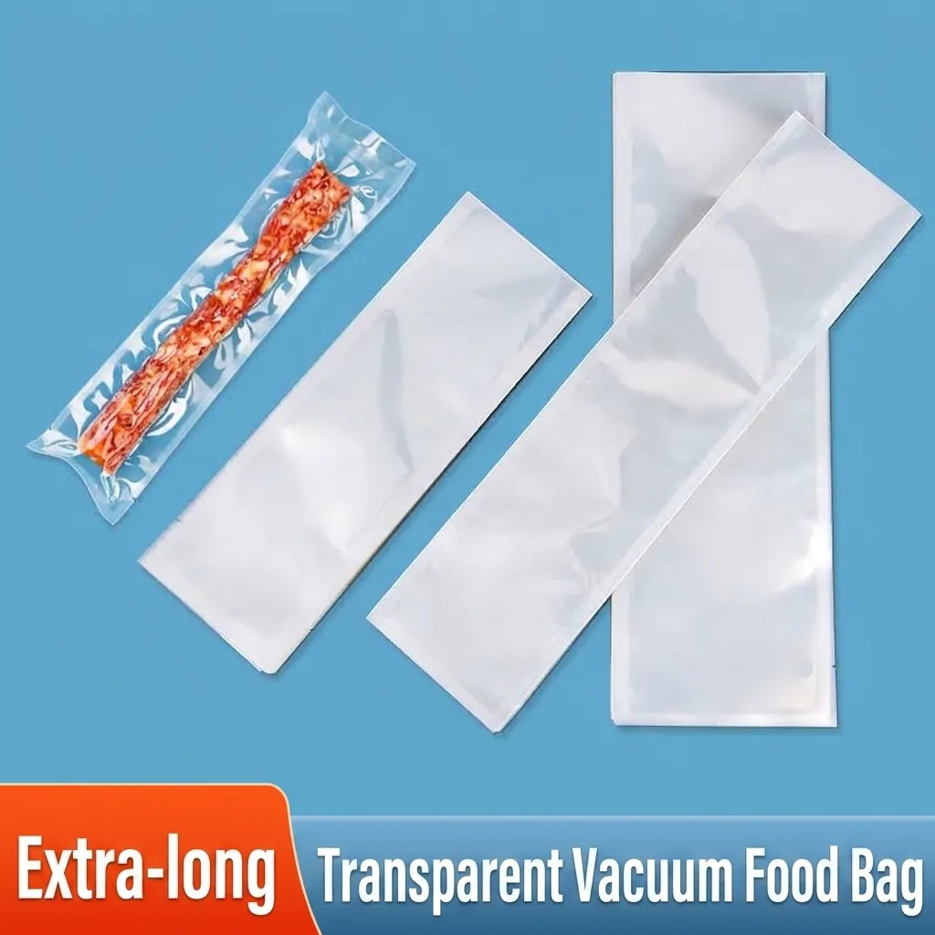 Extra Langer Vakuum Lebensmittel Aufbewahrungsbeutel Verdickter Transparenter Polyester Nylon Verschlussbeutel Für Wurst Schinken Speck