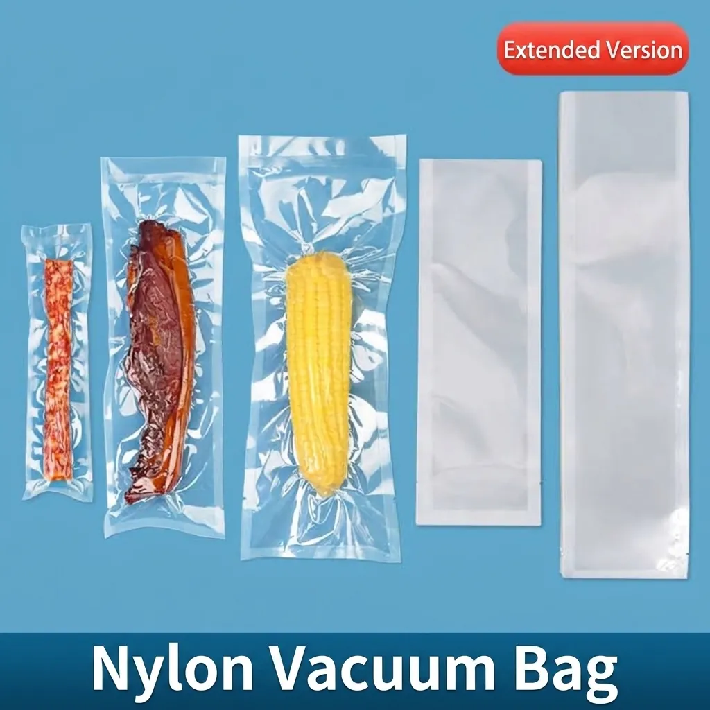 Extra Long Thickened Nylon Smooth Vacuum Sealer Bags For Food Storage Transparent Preservation Bags For Bacon Seafood Cooked Food
