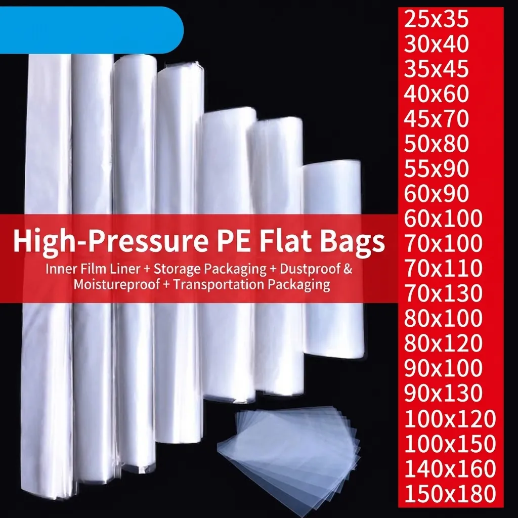 Transparent PE Food Grade High Pressure Flat Plastic Packaging Bags Thickened Clothes Quilt Storage Dustproof Film Bags