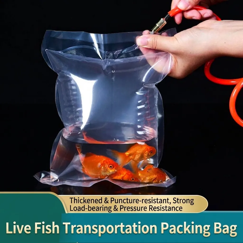 Bolsa De Transporte De Peces Transparente Engrosada De Plástico De Alta Tenacidad Bolsa De Embalaje De Acuario Para Crías De Peces Vivos Envío Oxigenado Bolsa Sellada