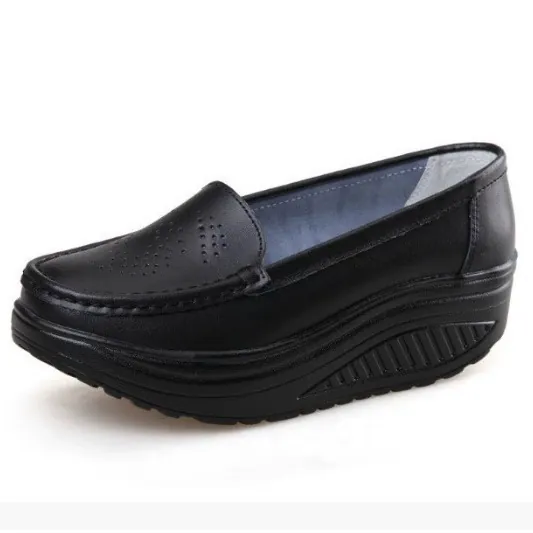 Women Rocker Shoes Breathable Mesh Nursing Shoes Thick Sole Platform Lightweight Walking Shoes Wedge Casual Sneakers