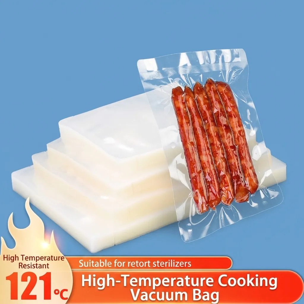 Food Grade High Temperature Vacuum Sealer Bags Transparent Silver Aluminum Foil Heat Seal Pouches Boiling Safe Storage Bag