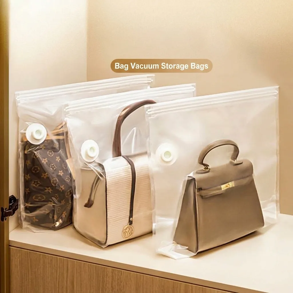 Transparent Vacuum Storage Bag For Handbags Shoes Clothes Compression Bag Closet Organizer Dustproof Moistureproof Protector