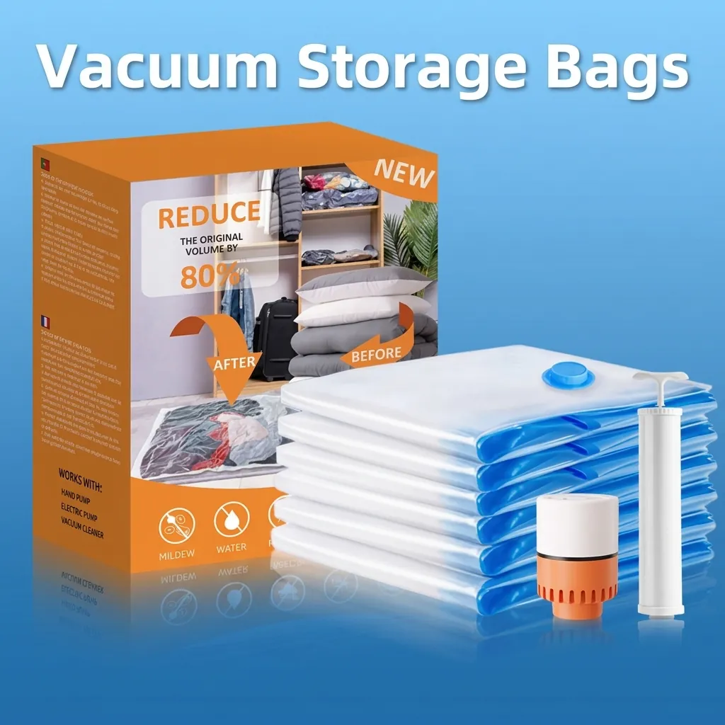 Sacs de Compression sous Vide Transparents Épaissis pour le Rangement de la Literie et des Vêtements Organisateurs de Gain de Place pour la Maison et les Voyages Avec Valve Scellée
