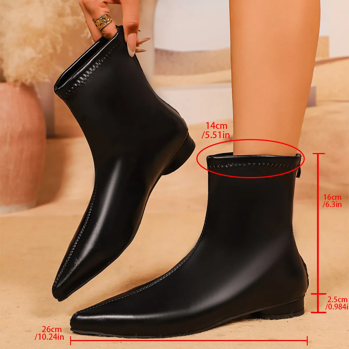 Damen Stiefeletten Mit Eckiger Zehe Und Blockabsatz Stretch Weite Wade Schlanke Stiefel Lackleder Plus Samt Mode Kurzstiefel